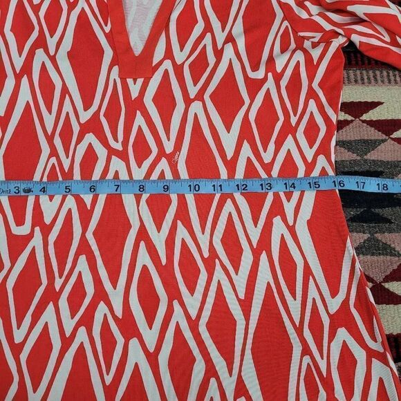 Diane Von Furstenberg Reina Ikat Print Silk Long Sleeve Tunic Dress Sz 10 Jersey - Picture 9 of 14